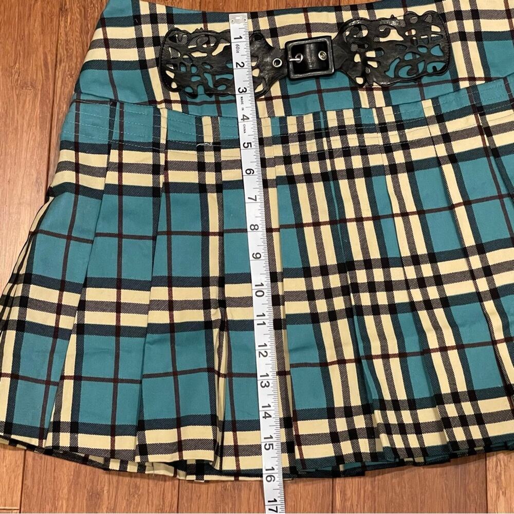 SD II Plaid Mini Skirt Pleated Teal Cream Black Size M Anime Cosplay Clueless - Picture 6 of 13